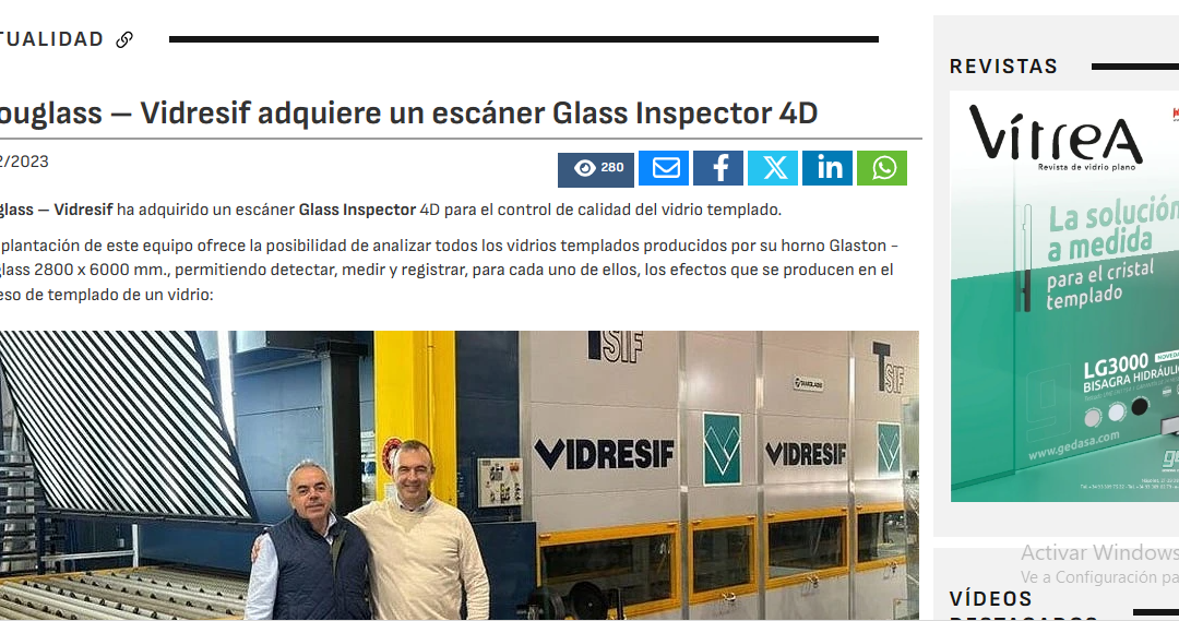 PUBLICACION REVISTA VIDRIO PLANO – RIOUGLASS VIDRESIF GLASS