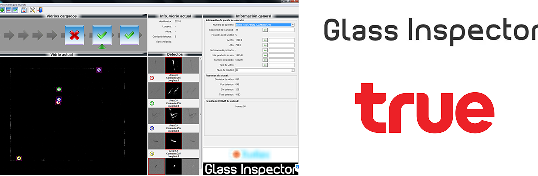 GLASS INSPECTOR – TRUE IMAGE OF A DEFECT ON THE GLASS.